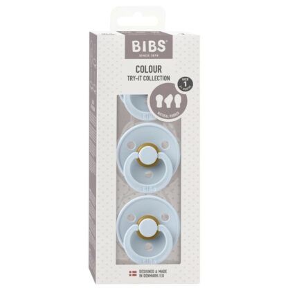 BIBS TRY-IT PACK BABY BLUE 3 smoczkowy zestaw prezentowy dla Noworodka